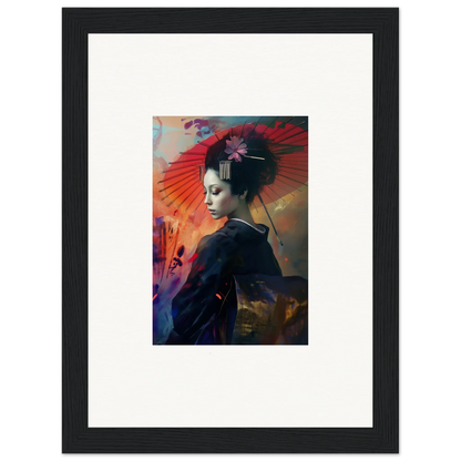 Vibrant canvas print of a geisha for chic room decoration in Lotus Symphony style