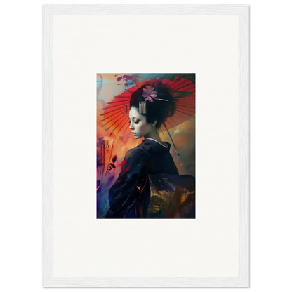 Colorful portrait of a woman in geisha attire for Lotus Symphony canvas print room decoration