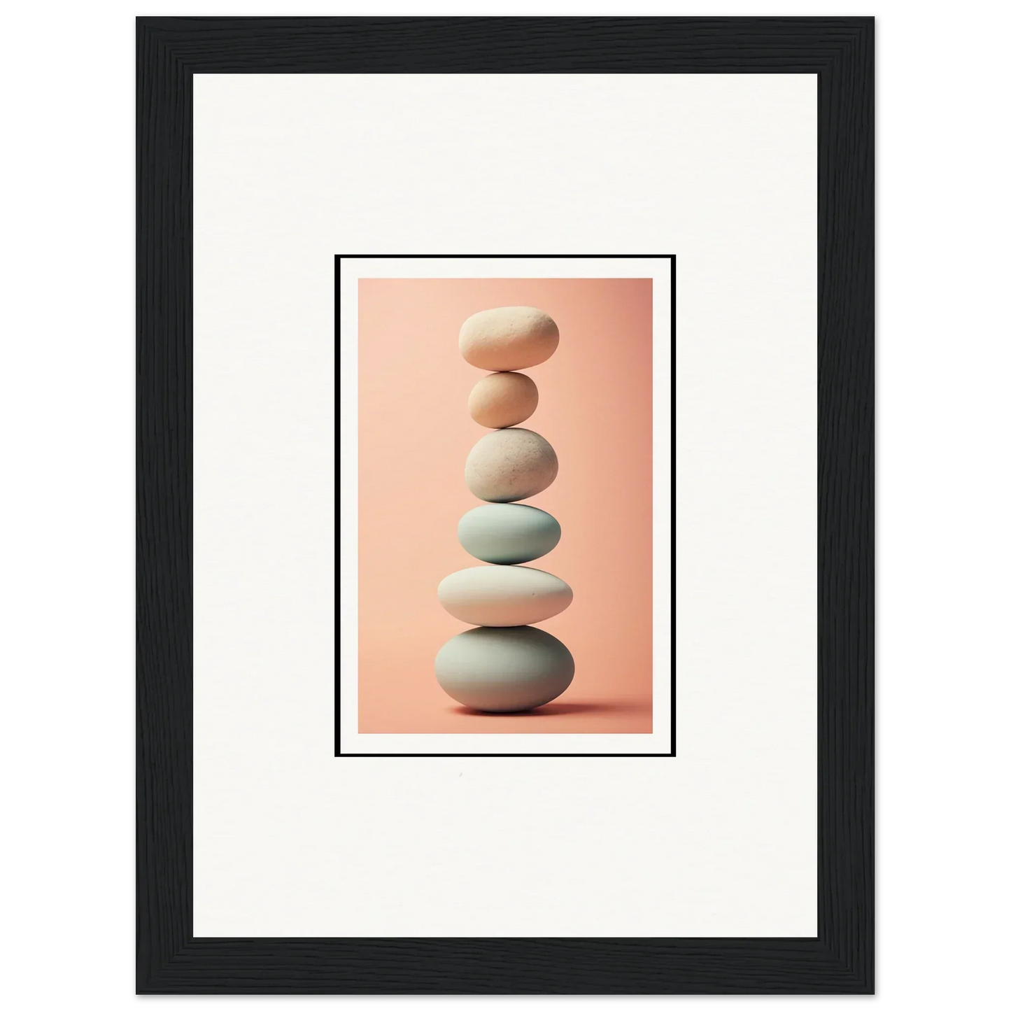 Smooth stack of beige and gray stones for serene rock contemplation canvas print