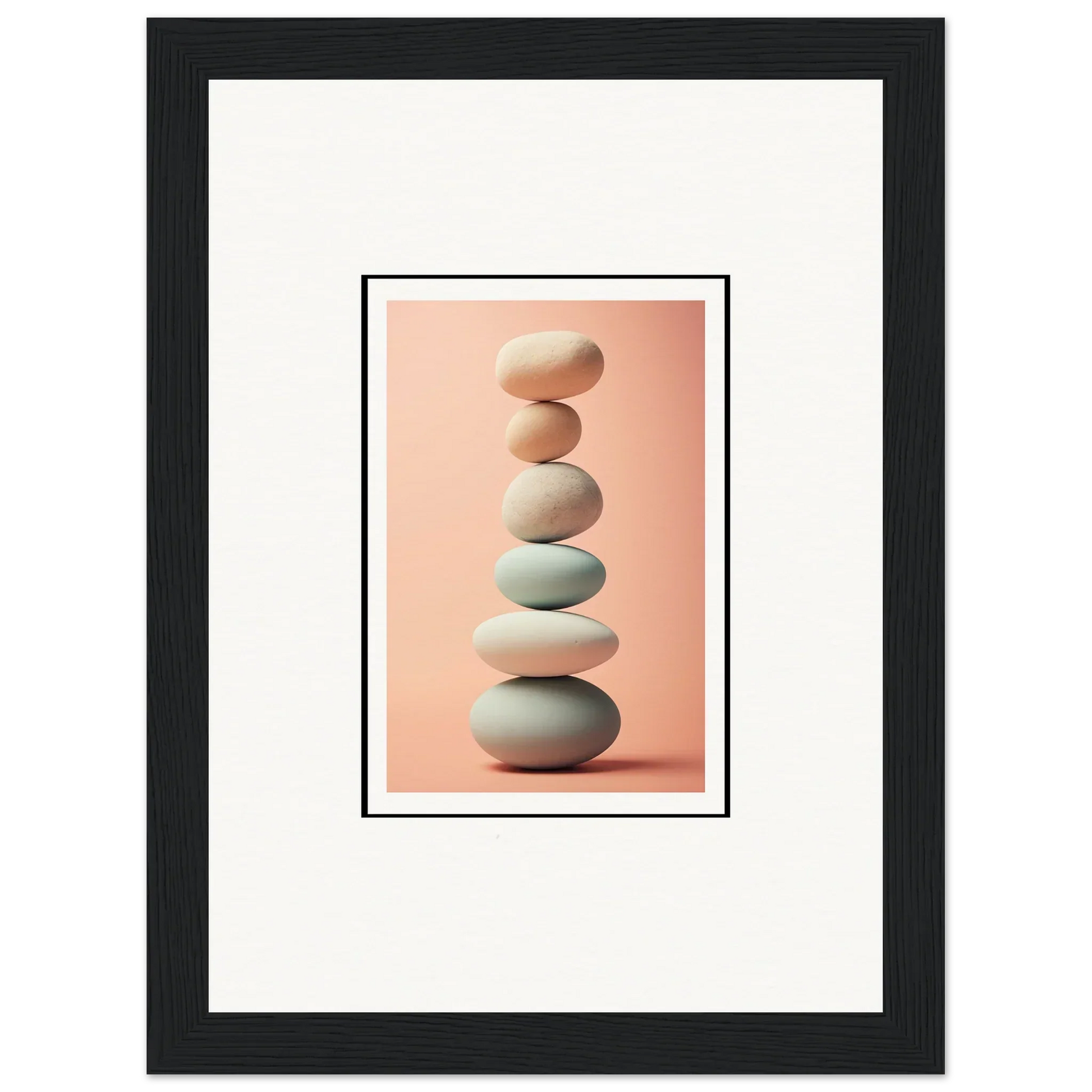 Smooth stack of beige and gray stones for serene rock contemplation canvas print