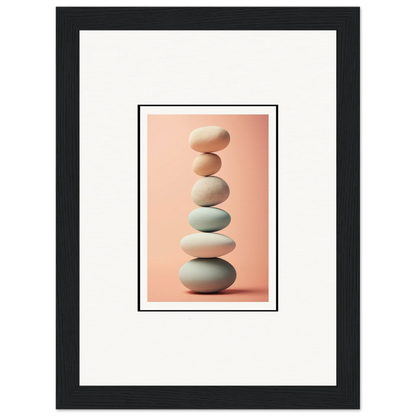 Smooth stack of beige and gray stones for serene rock contemplation canvas print