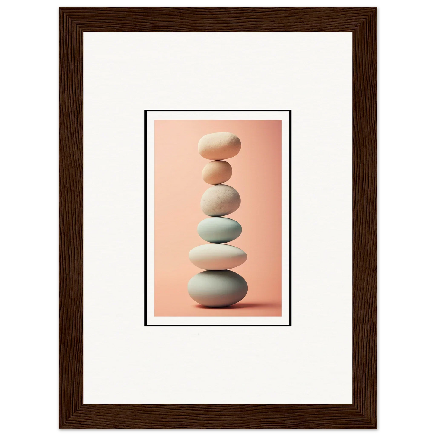 Smooth gray and white stones for rock contemplation in a stylish canvas print