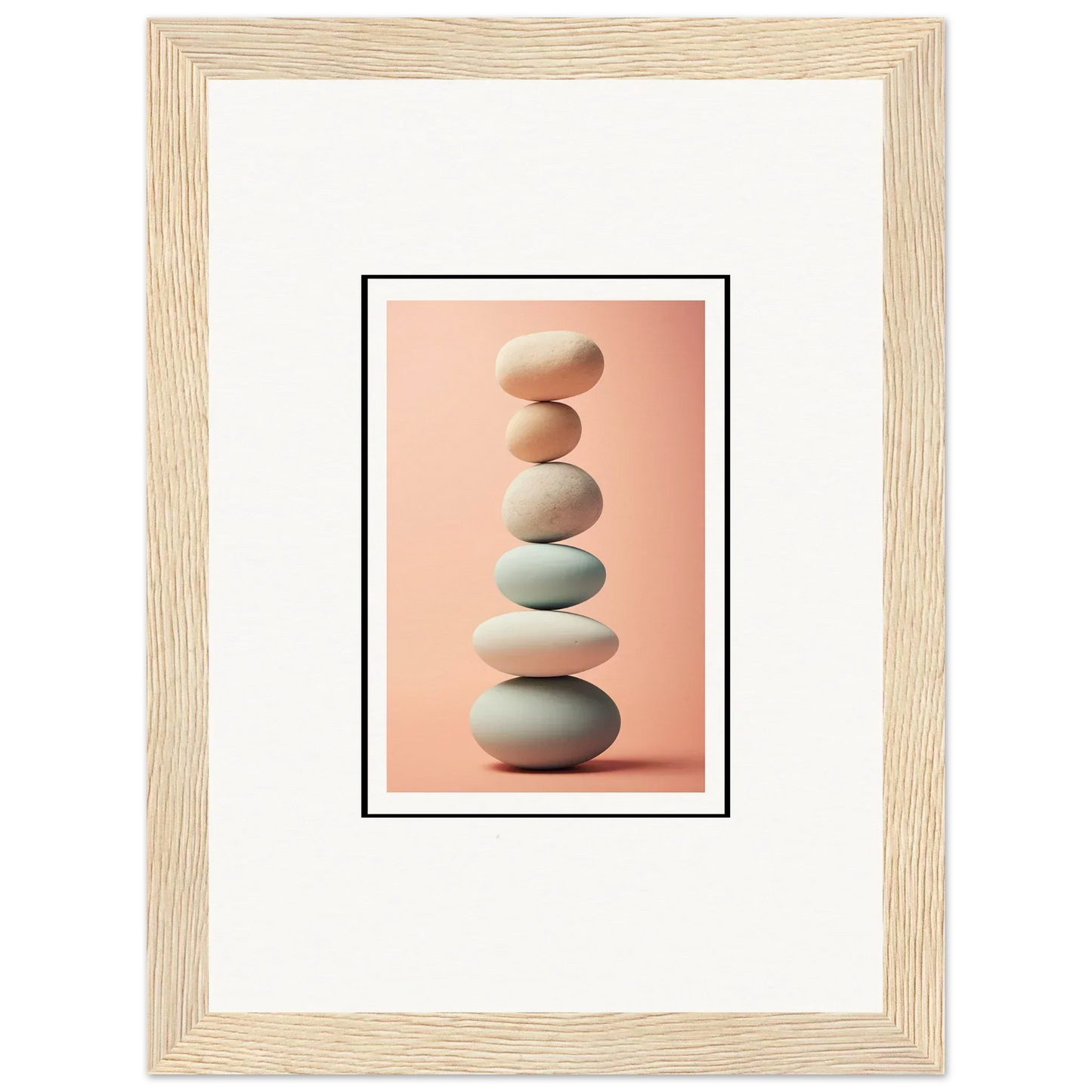 Stack of smooth gray and white stones for Zen rock contemplation canvas print