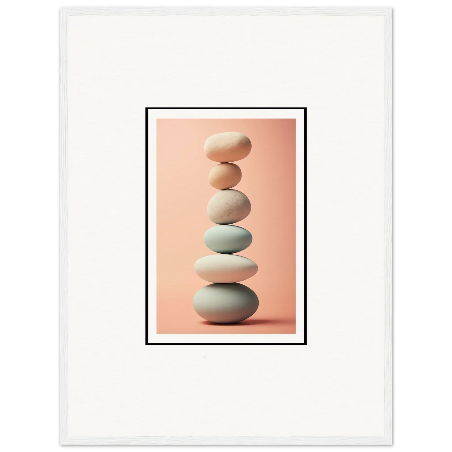 Stack of smooth stones in neutral tones for Zen Rock Contemplation canvas print