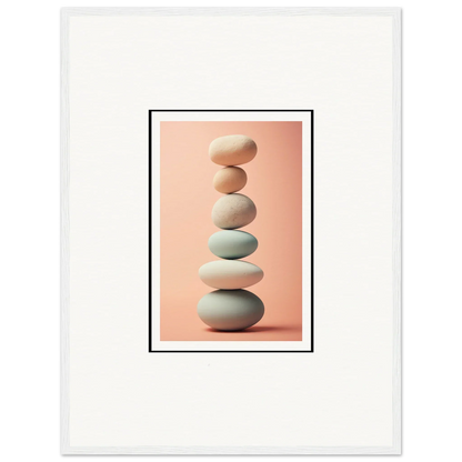 Stack of smooth stones in neutral tones for Zen Rock Contemplation canvas print