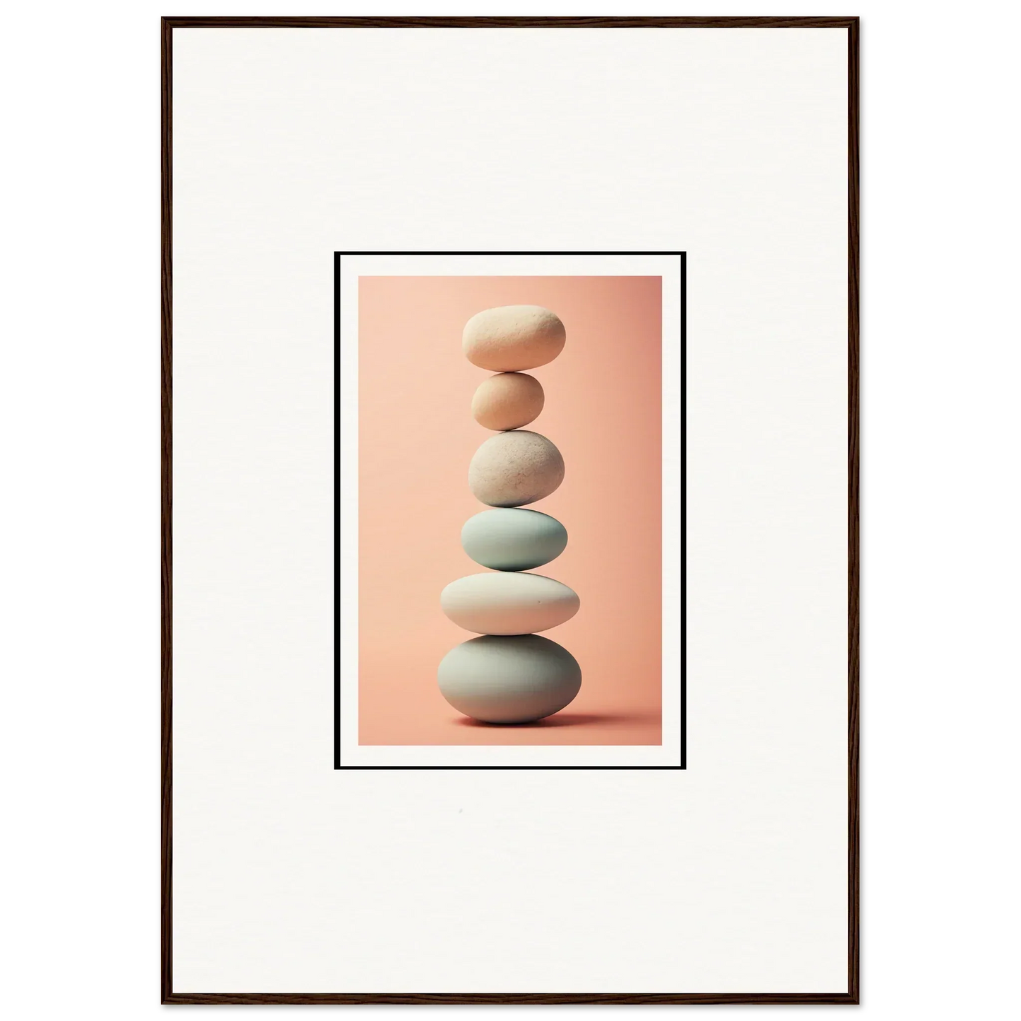 Balanced stones in white and gray for zen rock contemplation and room decoration canvas print