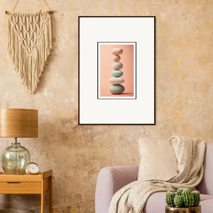 Framed canvas print of Zen Rock Contemplation for calming room decoration