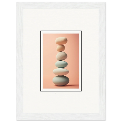 Balanced stones in soft hues on peach for Zen Rock Contemplation canvas print decoration