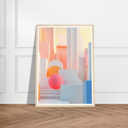 A framed print of a colorful abstract painting