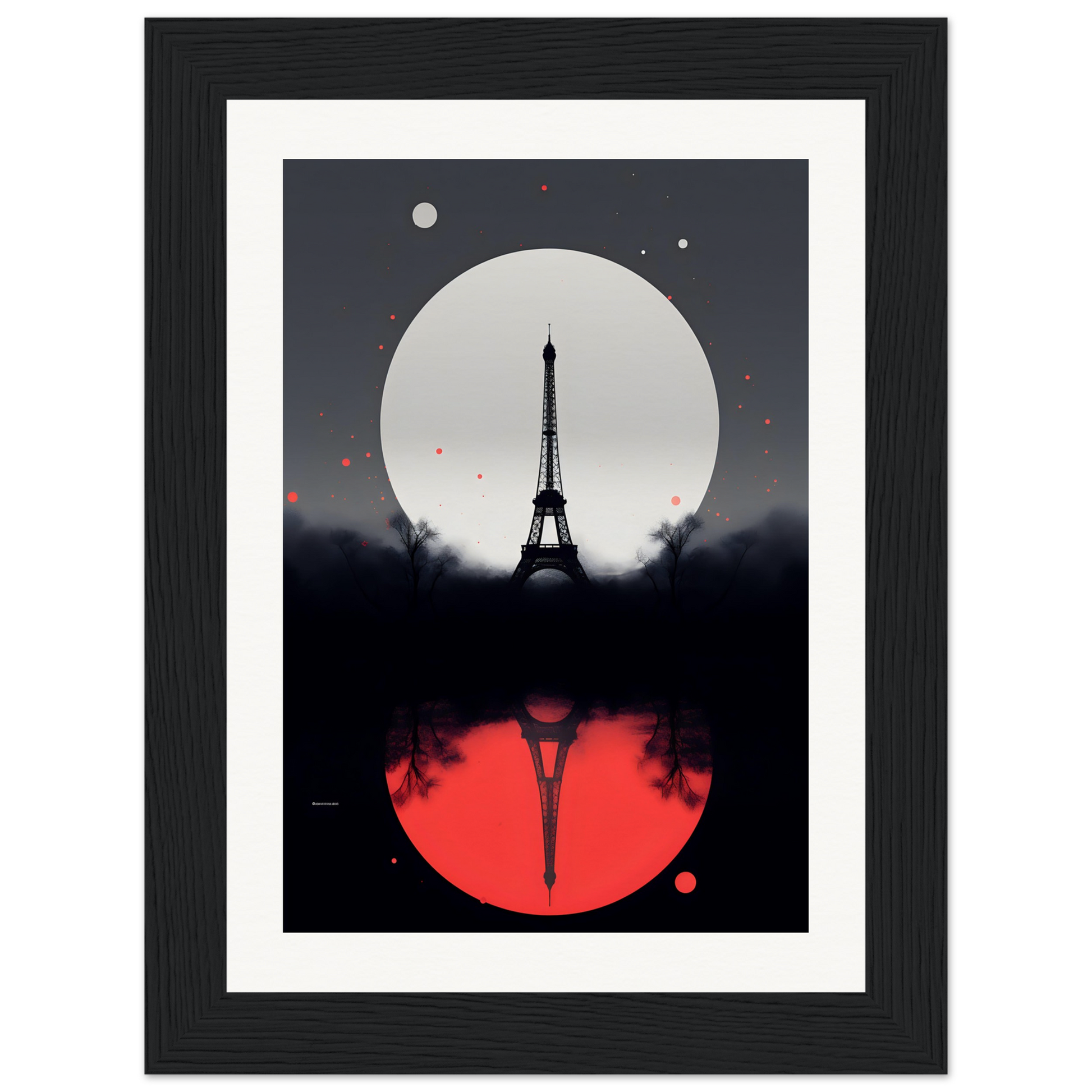 A framed print of the eiff tower in paris, france