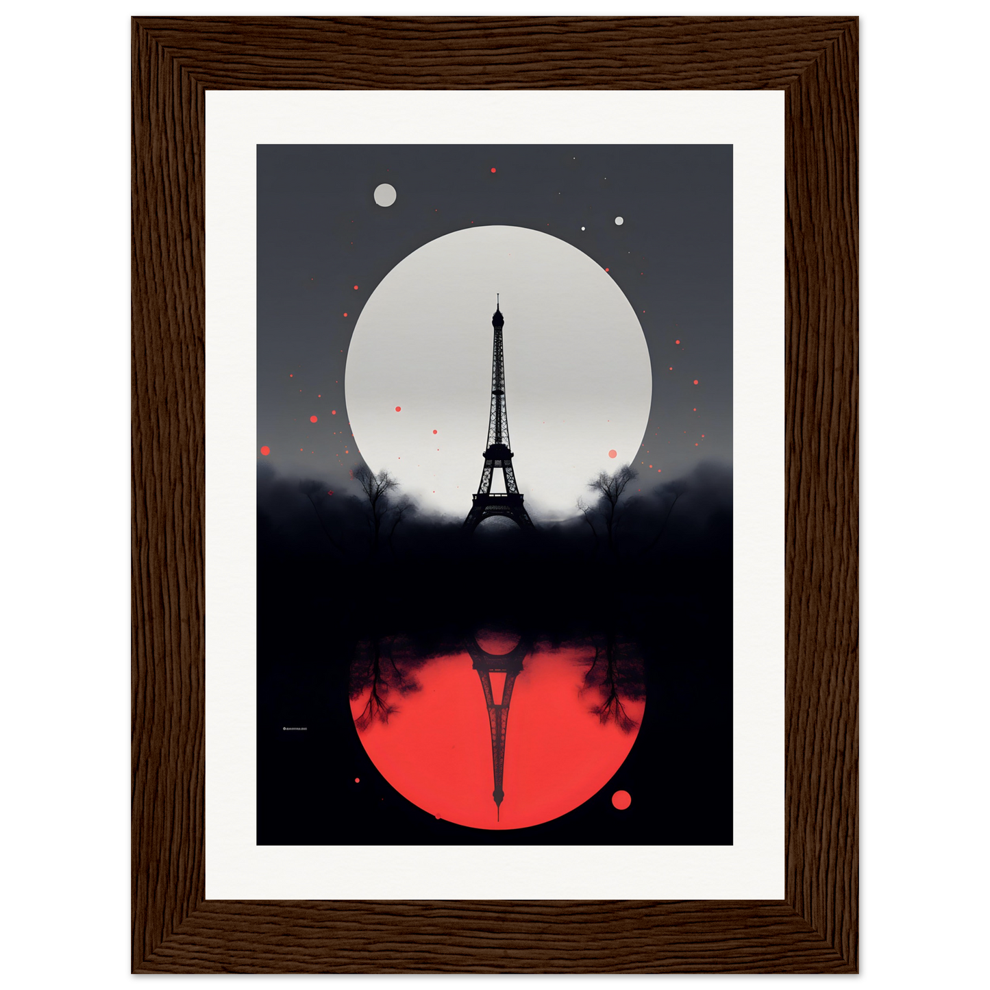 A framed print of the eiff tower in paris, france