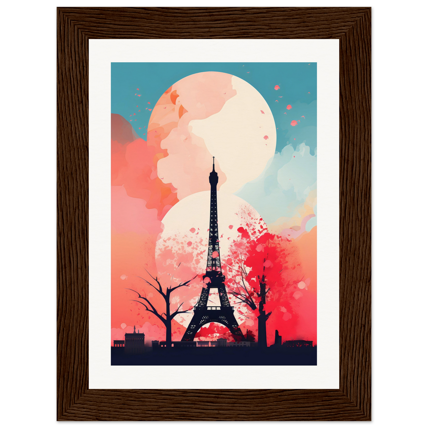 A framed print of the eiff tower in paris, france