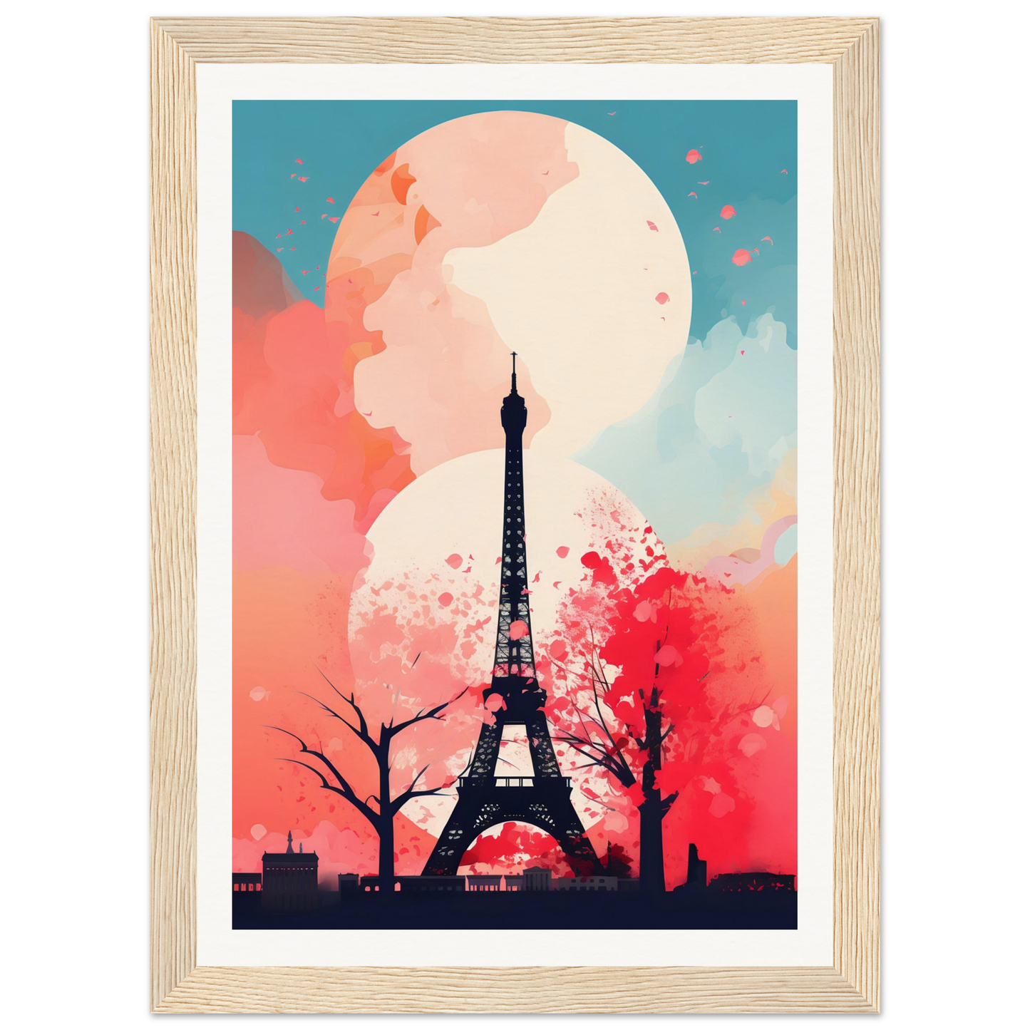 A framed print of the eiff tower in paris, france