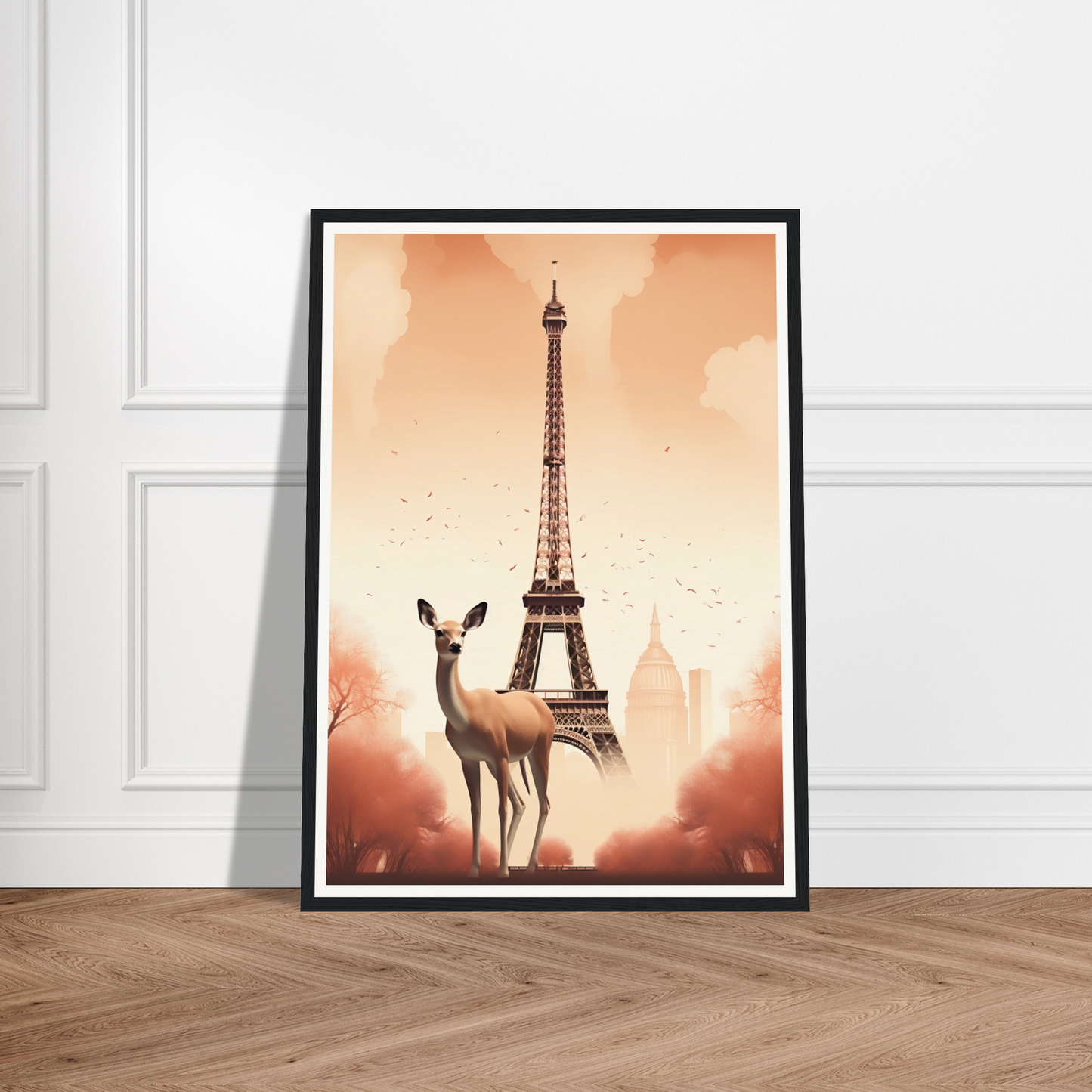 A framed print of the eiff tower in paris