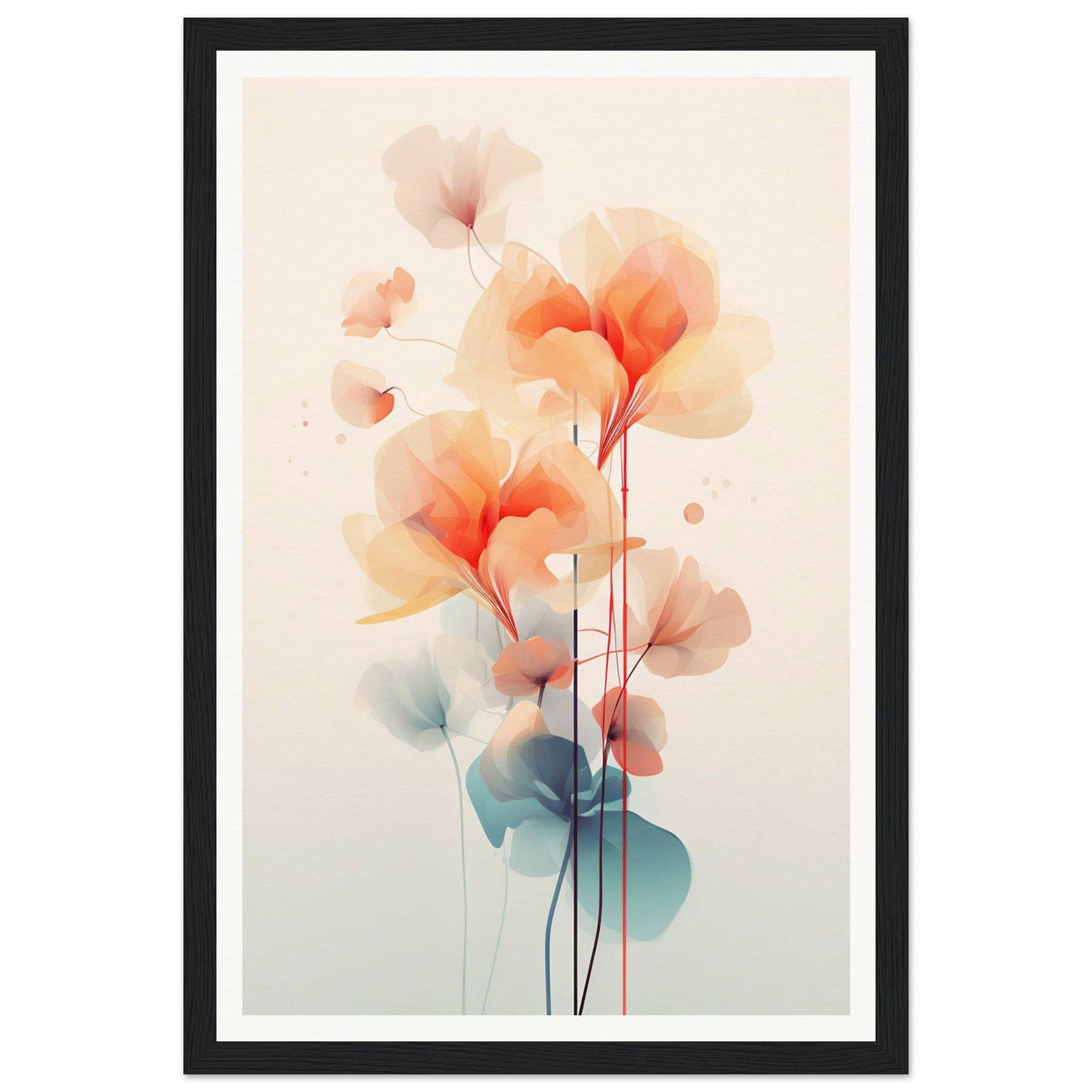 A framed print with a floral design