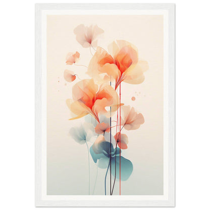 A framed print with a floral design