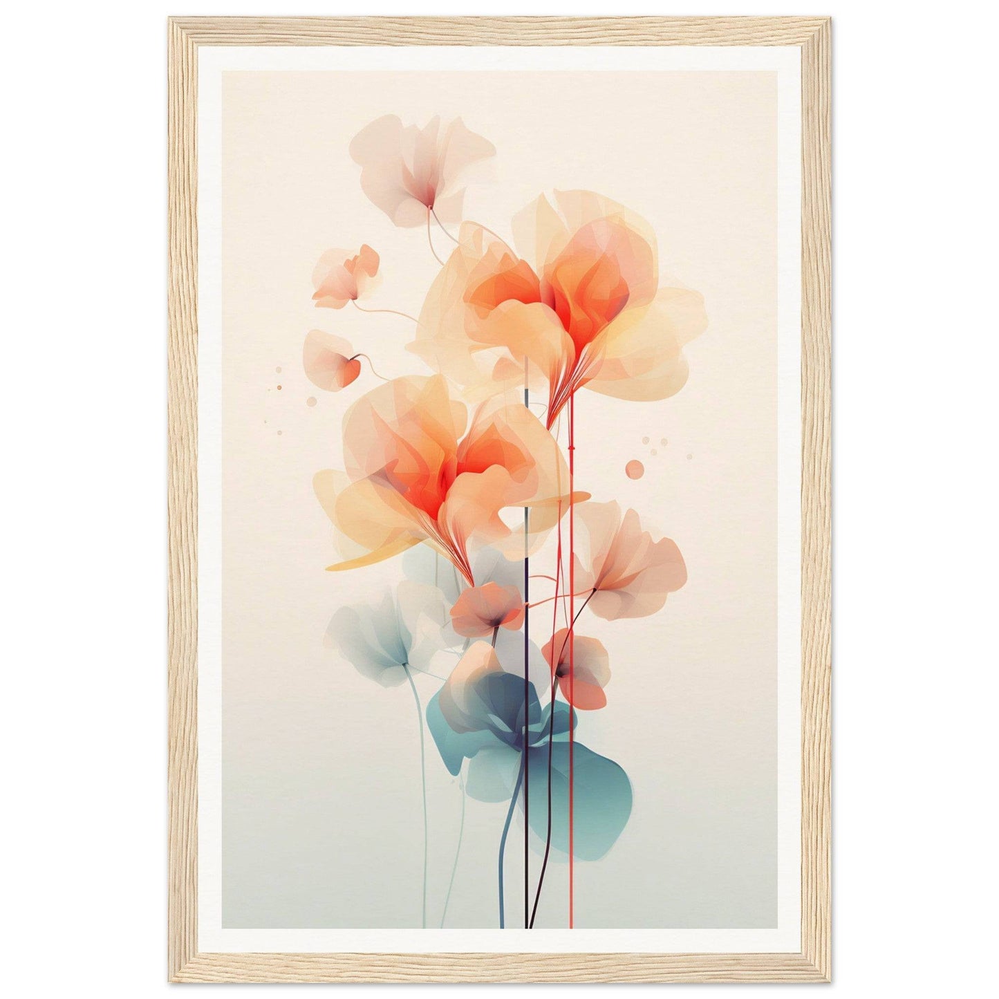 A framed print with a floral design