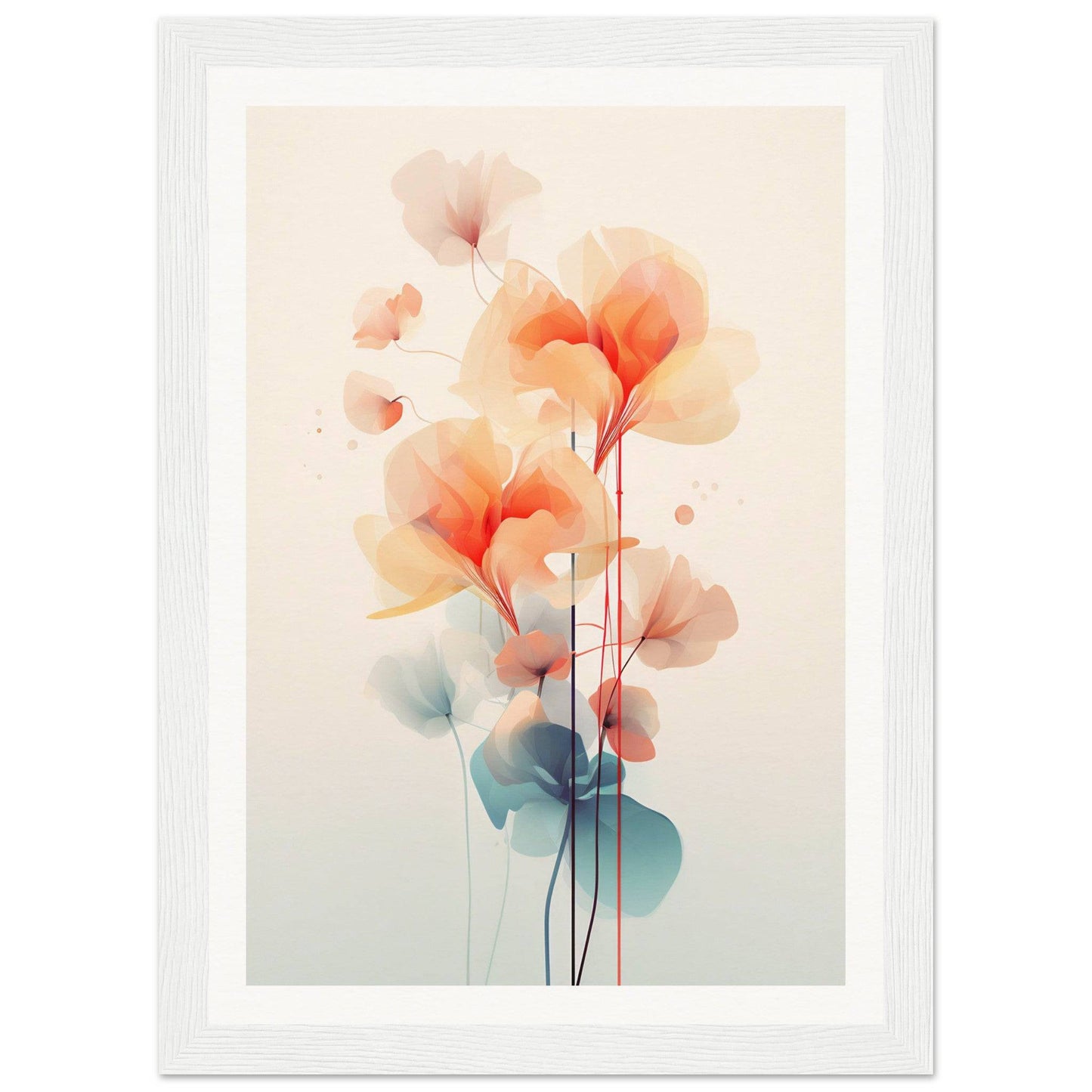 A framed print with a floral design