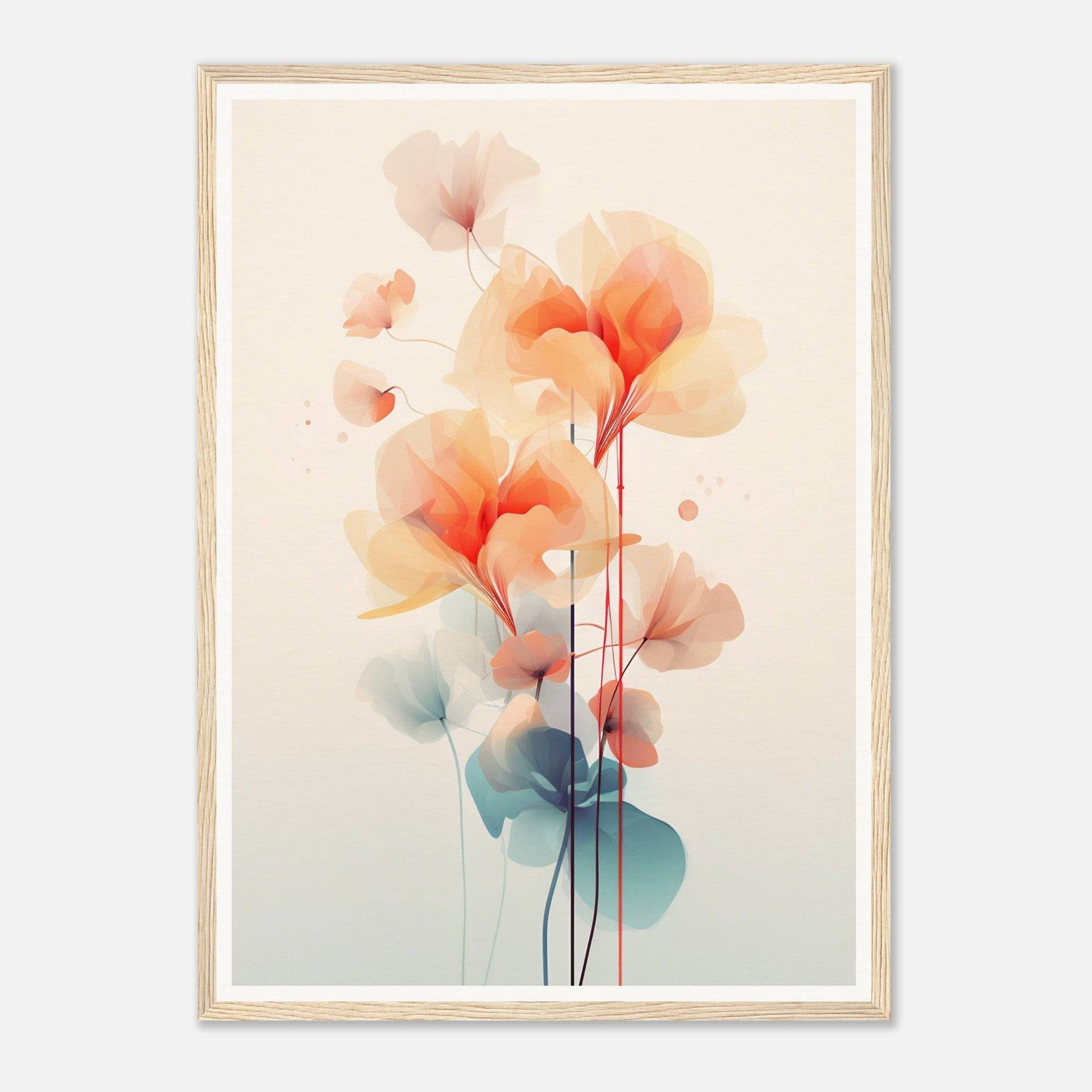 A framed print with a floral design