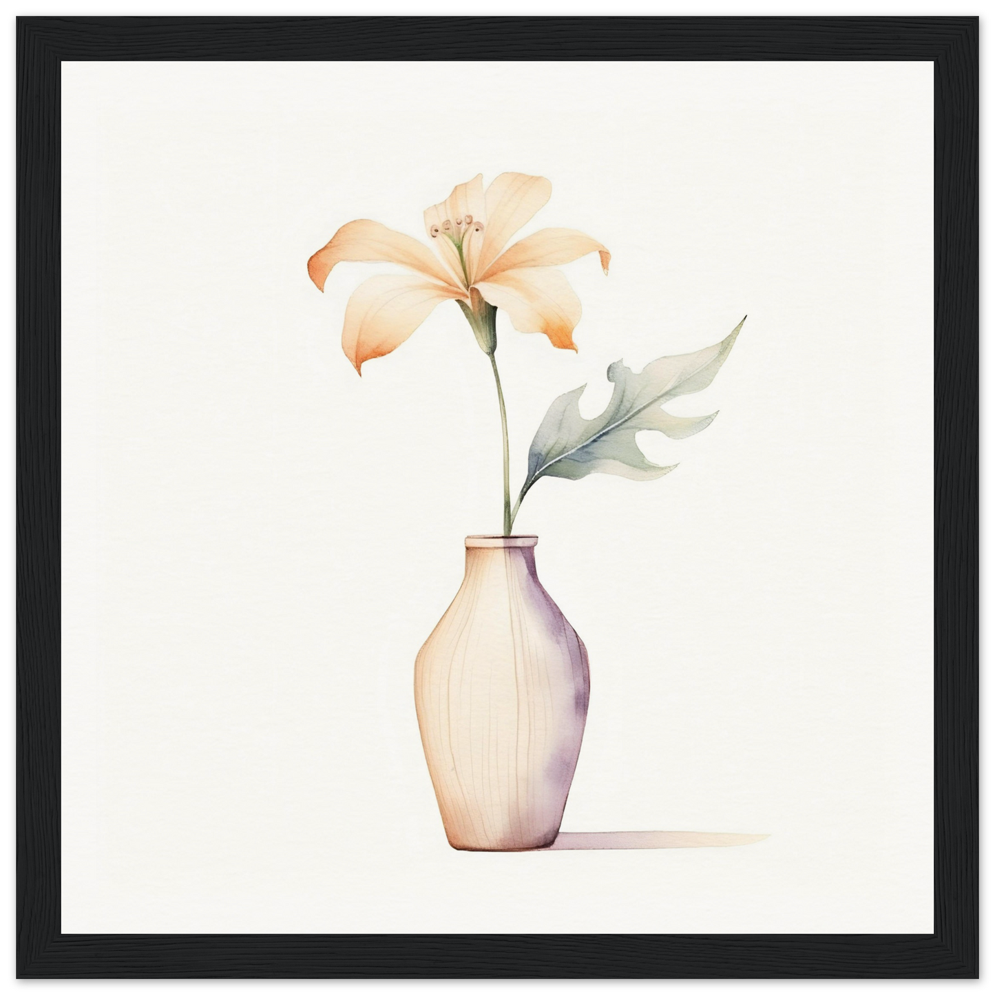 A framed print of a flower in a vase