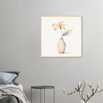 A framed print of a flower in a vase