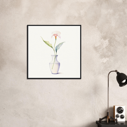 A framed print of a flower in a vase