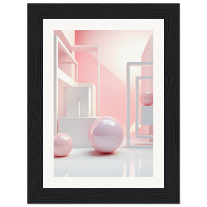 A framed print of a pink and white abstract painting