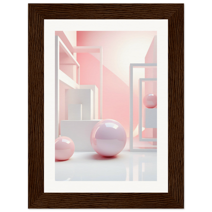 A framed print of a pink and white abstract painting