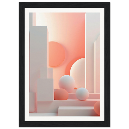 A framed print of a pink and white abstract composition