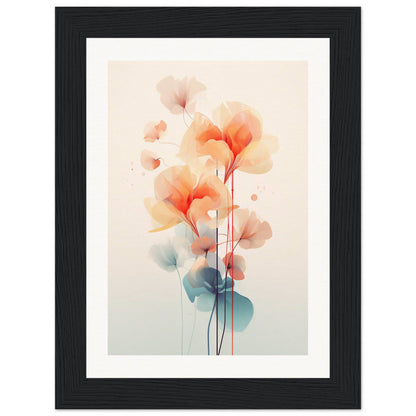 A framed print with a watercolor painting of flowers