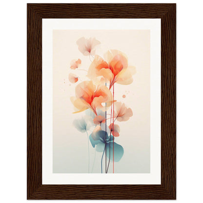 A framed print with a watercolor painting of flowers