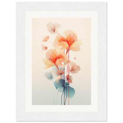 A framed print with a watercolor painting of flowers