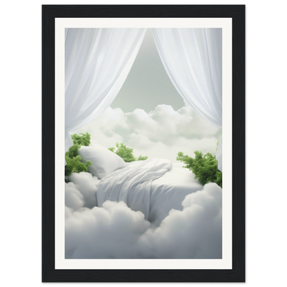 A framed print of a waterfall in the clouds