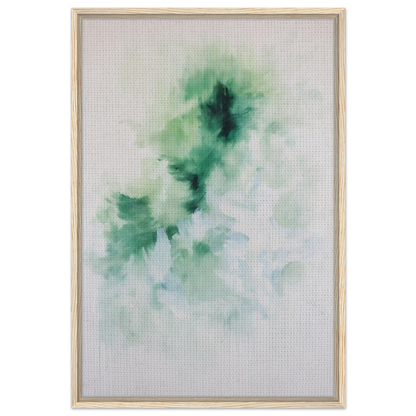 Abstract watercolor painting with soft green hues for Genius Green Whirl canvas wall art