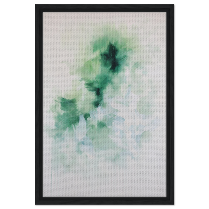 Abstract watercolor painting in soft green hues for Genius Green Whirl canvas wall art