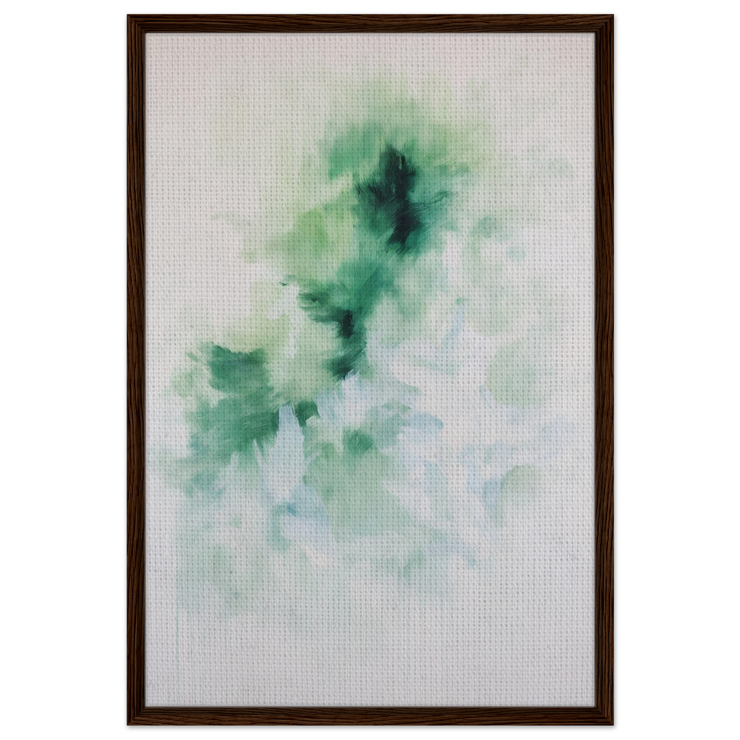 Abstract watercolor painting in green hues for Genius Green Whirl canvas wall art