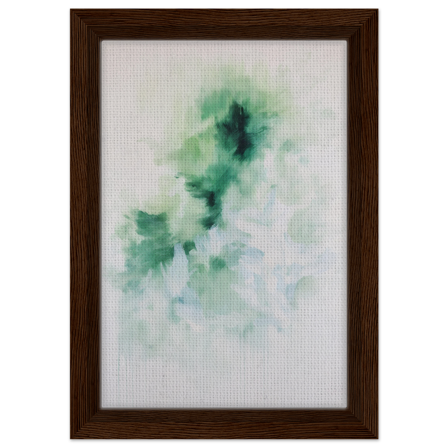 Framed canvas print of Genius Green Whirl featuring soft green and blue hues