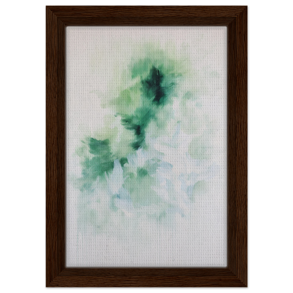 Framed canvas print of Genius Green Whirl featuring soft green and blue hues