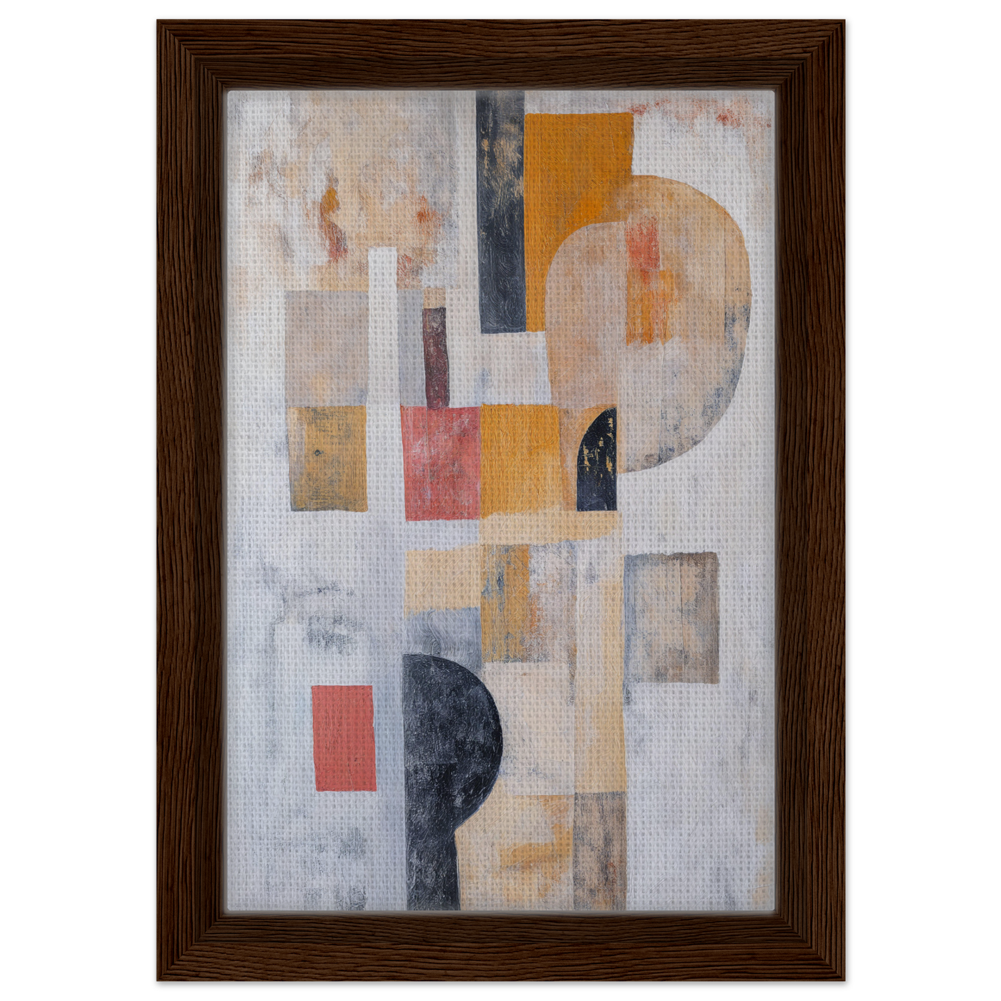 Abstract painting with geometric shapes and muted colors for Geomelt Psyche Ripple room decor