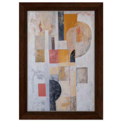 Abstract painting with geometric shapes and muted colors for Geomelt Psyche Ripple room decor