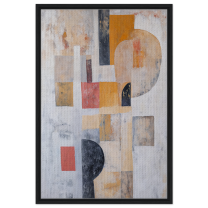 Abstract painting with geometric shapes in muted colors for Geomelt Psyche Ripple room decor