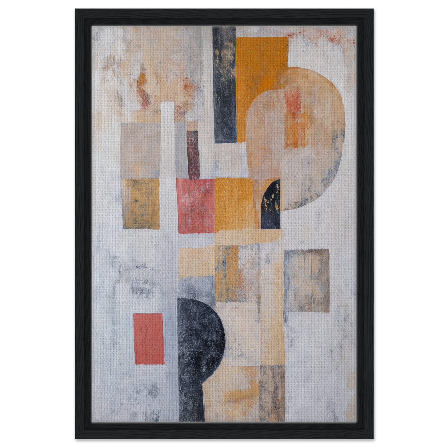 Abstract painting of geometric shapes in muted colors, Geomelt Psyche Ripple, fashion oracle