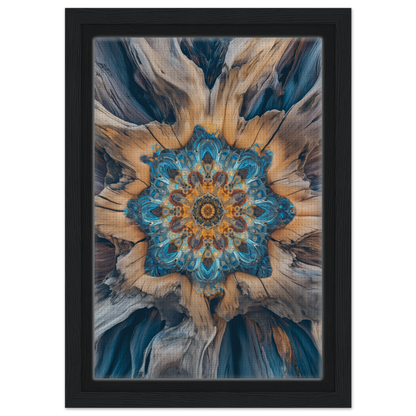 Abstract floral mandala pattern in blue, gold, and gray for geometric Blue Medveys room decor