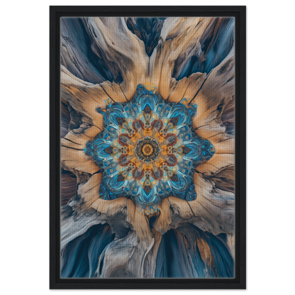 Intricate mandala floral pattern in blue, gold, and gray for Geometric Blue Medveys room decor