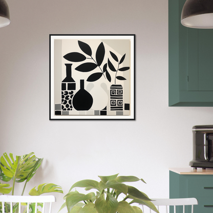 Black and white framed art print of minimalist forms in Geometry’s Tranquil Dance