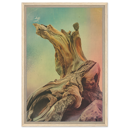 Gnarled tree stump with twisted wood grain, featured in Gnarled Daydream Echoes room decor