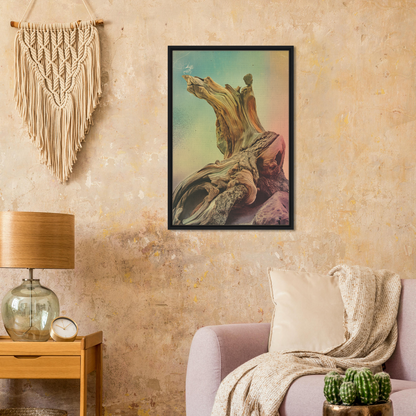 Framed canvas print of Camel and Rider against Desert Sky from Gnarled Daydream Echoes