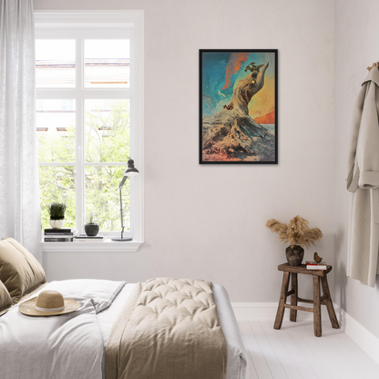 Framed artwork of a kangaroo on a rocky outcrop by Gnarled Sky Requiem for room decor