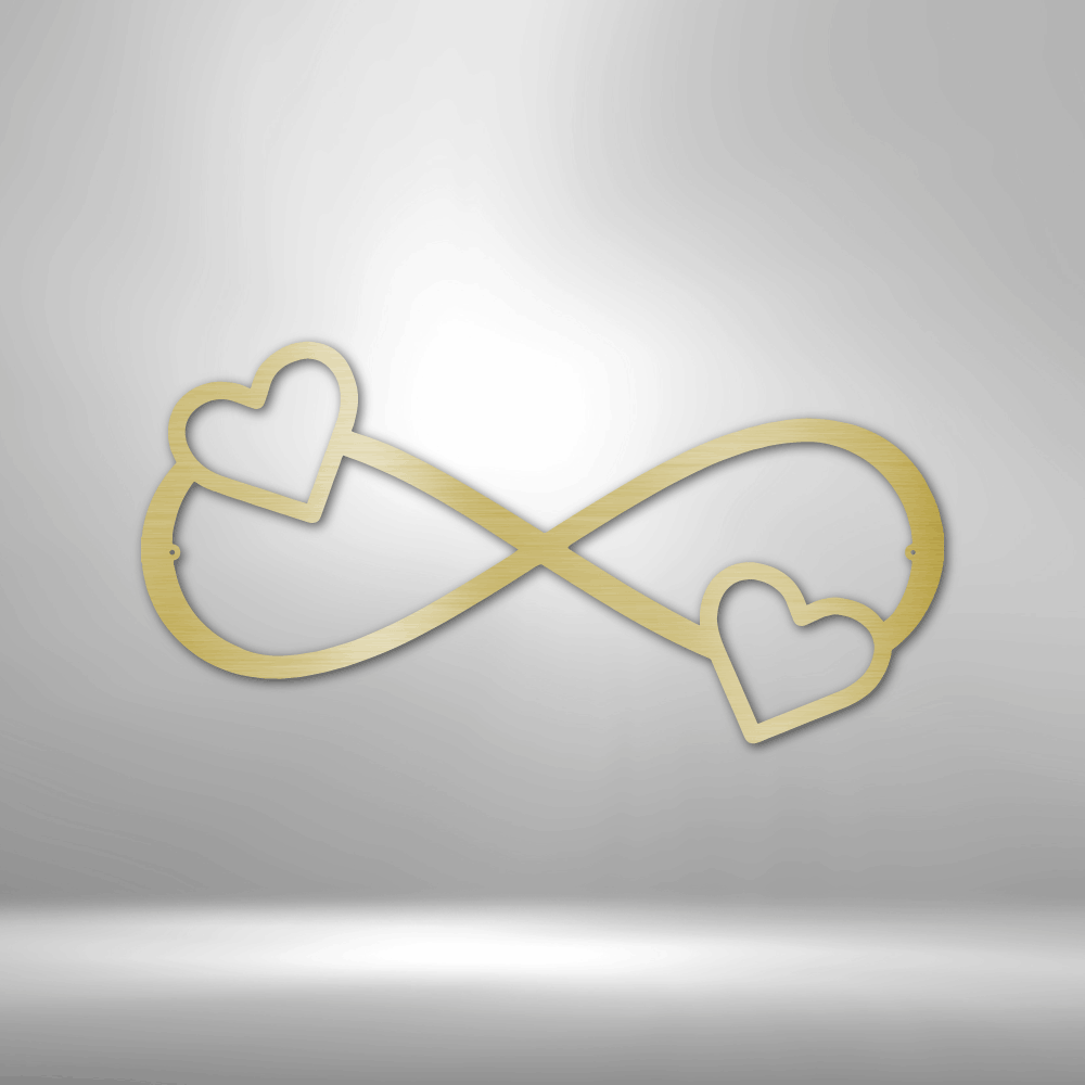 Golden infinity symbol with hearts at each end.