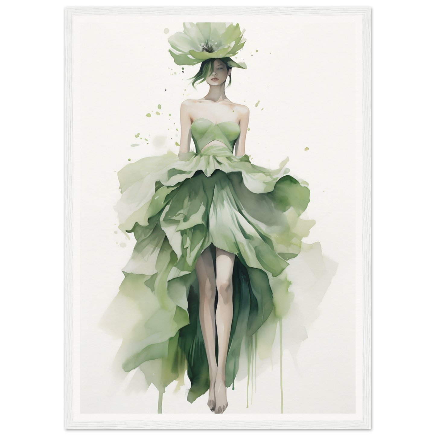 A green dress and hat with a woman’s face